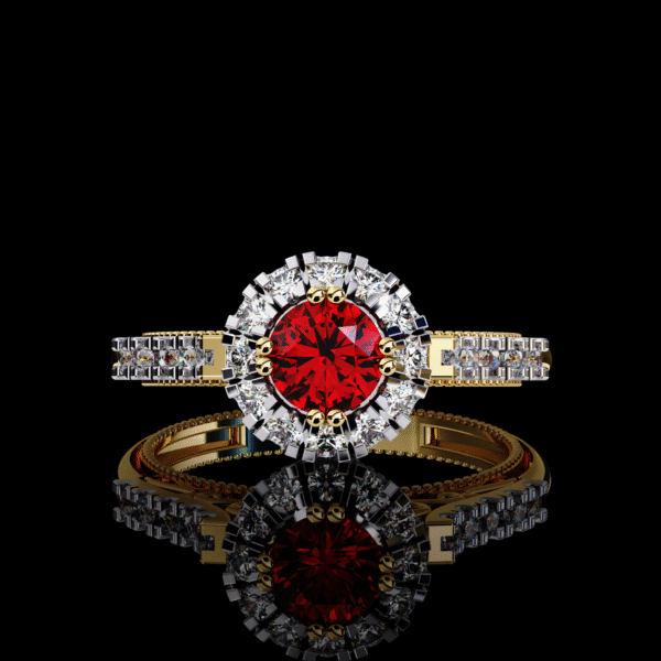 3D Design 2 - Red - Engagement Wedding Rings - Image 3