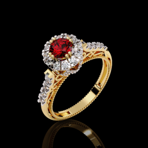 3D Design 2 - Red - Engagement Wedding Rings