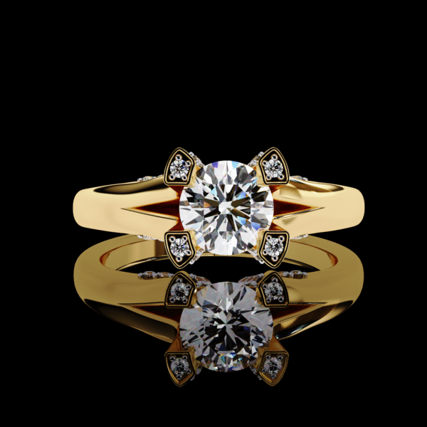3D Design 3- Golden Engagement Wedding Ring - Image 3