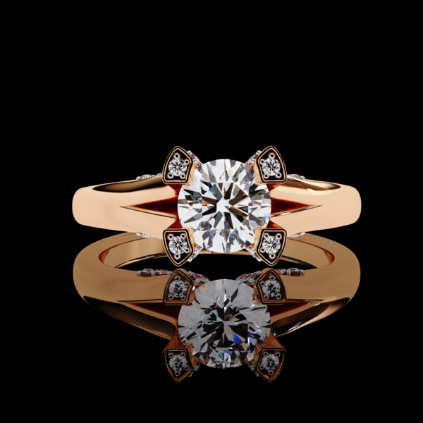 3D Design 3- Golden Engagement Wedding Ring - Image 4