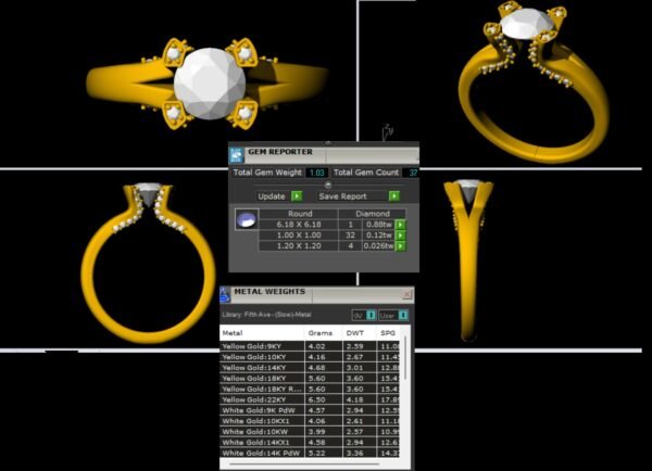 3D Design 3- Golden Engagement Wedding Ring - Image 18